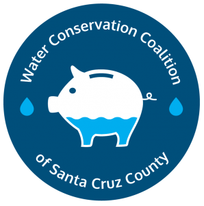 Piggy filled with water Water Conservation Coalition logo